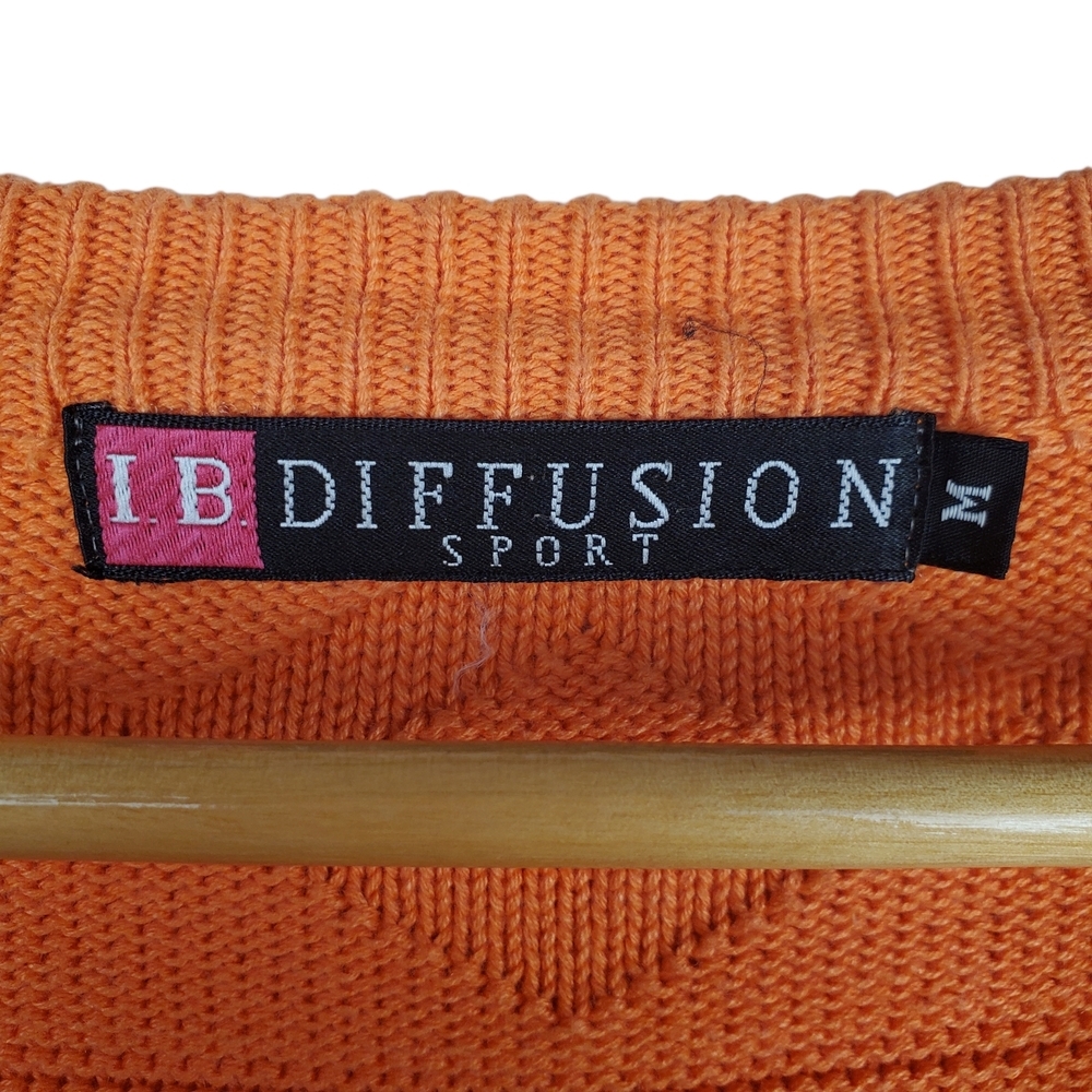 80s Vintage "Diffusion" Orange Knitted Cardigan Sweater. Med. #238 - Picture 3 of 8